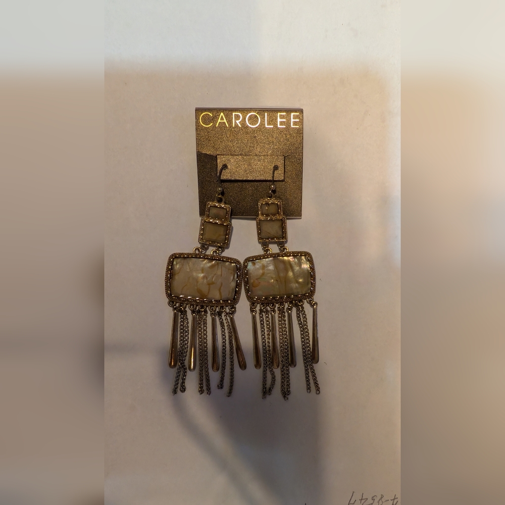 Vintage Carolee gold metallic marble pierce earrings